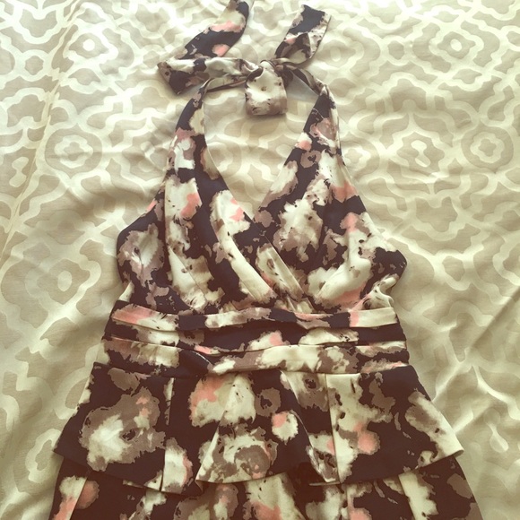McGuinn | Pretty peplum floral halter top, open back dress — Size 6 - Picture 5 of 10